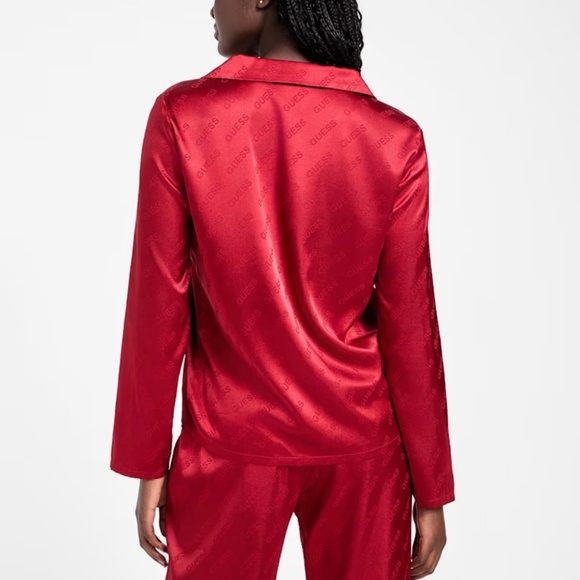 "GUESS" "Cherie" Satiny Pajama Set - Long Sleeves & Pants - Picture 7 of 7